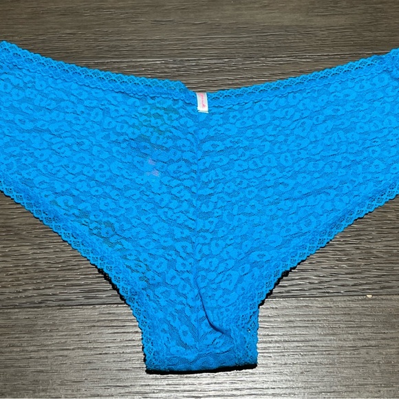 Victoria's Secret PINK Floral Lace Sheer Turquoise Cheeky Panty Large - Picture 8 of 11